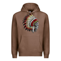 Chestnut native american indian chief skull motorcycle headdress  t shirt Premium Hoodie - linhVisuals