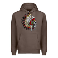 Coffee native american indian chief skull motorcycle headdress  t shirt Premium Hoodie - linhVisuals