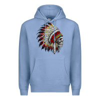 Colony Blue native american indian chief skull motorcycle headdress  t shirt Premium Hoodie - linhVisuals