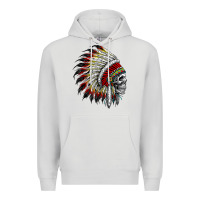 Dove Grey native american indian chief skull motorcycle headdress  t shirt Premium Hoodie - linhVisuals