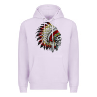 Lilac native american indian chief skull motorcycle headdress  t shirt Premium Hoodie - linhVisuals