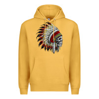 Mustard native american indian chief skull motorcycle headdress  t shirt Premium Hoodie - linhVisuals