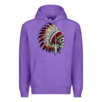Purple native american indian chief skull motorcycle headdress  t shirt Premium Hoodie - linhVisuals