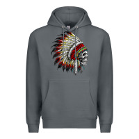 Rock native american indian chief skull motorcycle headdress  t shirt Premium Hoodie - linhVisuals