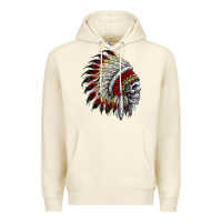 Sandshell native american indian chief skull motorcycle headdress  t shirt Premium Hoodie - linhVisuals