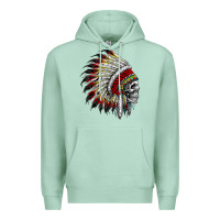 Seafoam native american indian chief skull motorcycle headdress  t shirt Premium Hoodie - linhVisuals