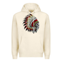 Tofu native american indian chief skull motorcycle headdress  t shirt Premium Hoodie - linhVisuals
