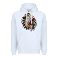 White native american indian chief skull motorcycle headdress  t shirt Premium Hoodie - linhVisuals