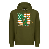 Army Green dabbing leprechaun irish american flag Premium Hoodie - linhVisuals