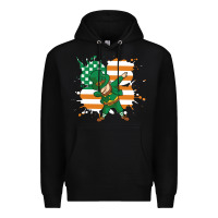 Black dabbing leprechaun irish american flag Premium Hoodie - linhVisuals