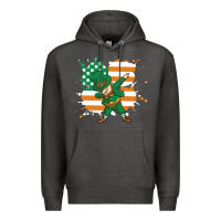 Charcoal Heather dabbing leprechaun irish american flag Premium Hoodie - linhVisuals
