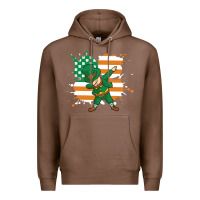 Chestnut dabbing leprechaun irish american flag Premium Hoodie - linhVisuals