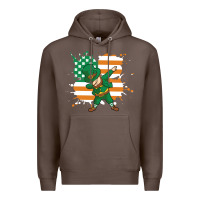 Coffee dabbing leprechaun irish american flag Premium Hoodie - linhVisuals