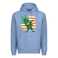 Colony Blue dabbing leprechaun irish american flag Premium Hoodie - linhVisuals