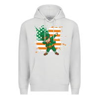 Dove Grey dabbing leprechaun irish american flag Premium Hoodie - linhVisuals