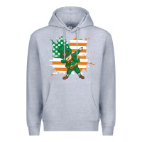 Heather Grey dabbing leprechaun irish american flag Premium Hoodie - linhVisuals