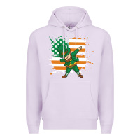 Lilac dabbing leprechaun irish american flag Premium Hoodie - linhVisuals