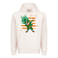 Pale Pink dabbing leprechaun irish american flag Premium Hoodie - linhVisuals