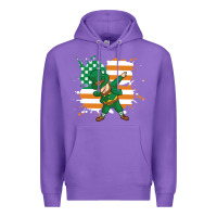 Purple dabbing leprechaun irish american flag Premium Hoodie - linhVisuals