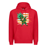 Red dabbing leprechaun irish american flag Premium Hoodie - linhVisuals