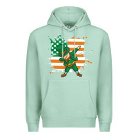Seafoam dabbing leprechaun irish american flag Premium Hoodie - linhVisuals