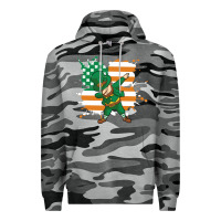 Slate Camo dabbing leprechaun irish american flag Premium Hoodie - linhVisuals