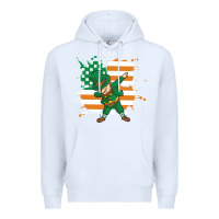 White dabbing leprechaun irish american flag Premium Hoodie - linhVisuals