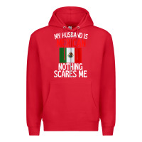 Red my husband is mexican nothing scares me funny husband zip hoodie Premium Hoodie - linhVisuals