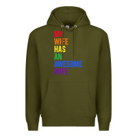 Army Green my wife has an awesome wife funny lesbian wedding gift t shirt Premium Hoodie - linhVisuals