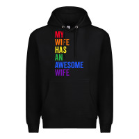 Black my wife has an awesome wife funny lesbian wedding gift t shirt Premium Hoodie - linhVisuals