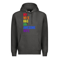 Charcoal Heather my wife has an awesome wife funny lesbian wedding gift t shirt Premium Hoodie - linhVisuals