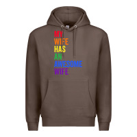 Coffee my wife has an awesome wife funny lesbian wedding gift t shirt Premium Hoodie - linhVisuals