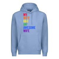 Colony Blue my wife has an awesome wife funny lesbian wedding gift t shirt Premium Hoodie - linhVisuals