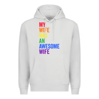 Dove Grey my wife has an awesome wife funny lesbian wedding gift t shirt Premium Hoodie - linhVisuals