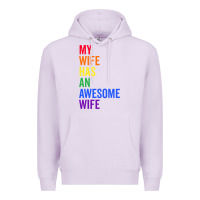 Lilac my wife has an awesome wife funny lesbian wedding gift t shirt Premium Hoodie - linhVisuals