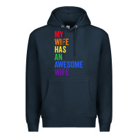 Navy my wife has an awesome wife funny lesbian wedding gift t shirt Premium Hoodie - linhVisuals