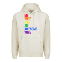 Oatmeal Heather my wife has an awesome wife funny lesbian wedding gift t shirt Premium Hoodie - linhVisuals