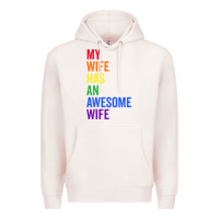Pale Pink my wife has an awesome wife funny lesbian wedding gift t shirt Premium Hoodie - linhVisuals