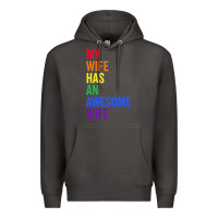Smoke my wife has an awesome wife funny lesbian wedding gift t shirt Premium Hoodie - linhVisuals