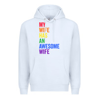 White my wife has an awesome wife funny lesbian wedding gift t shirt Premium Hoodie - linhVisuals