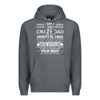 Rock i am a lucky daughter i have a crazy dad grumpy old man t shirt Premium Hoodie - linhVisuals