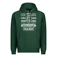 Sports Green i am a lucky daughter i have a crazy dad grumpy old man t shirt Premium Hoodie - linhVisuals