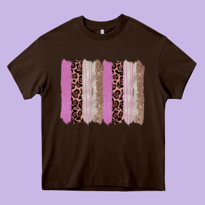 Pink Glitter Leopard Brushstroke Background Heavy Core Tee Designed By Ranaportraitstore
