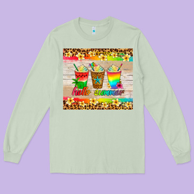 Hello Summer Ice Coffee Long Sleeve Tee Designed By Artiststas