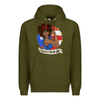 Army Green puerto rican girl strong t shirt puerto rico pride boricua Premium Hoodie - linhVisuals