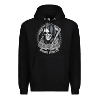 Black santa muerte female deity mexican satanic dead sugar skull tank top Premium Hoodie - linhVisuals