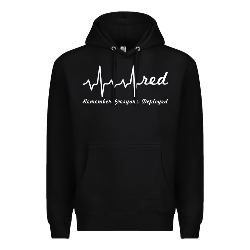 Red Friday Military Remember Everyone Deployed Heartbeat T Shirt Premium Hoodie by linhVisuals | Teevron