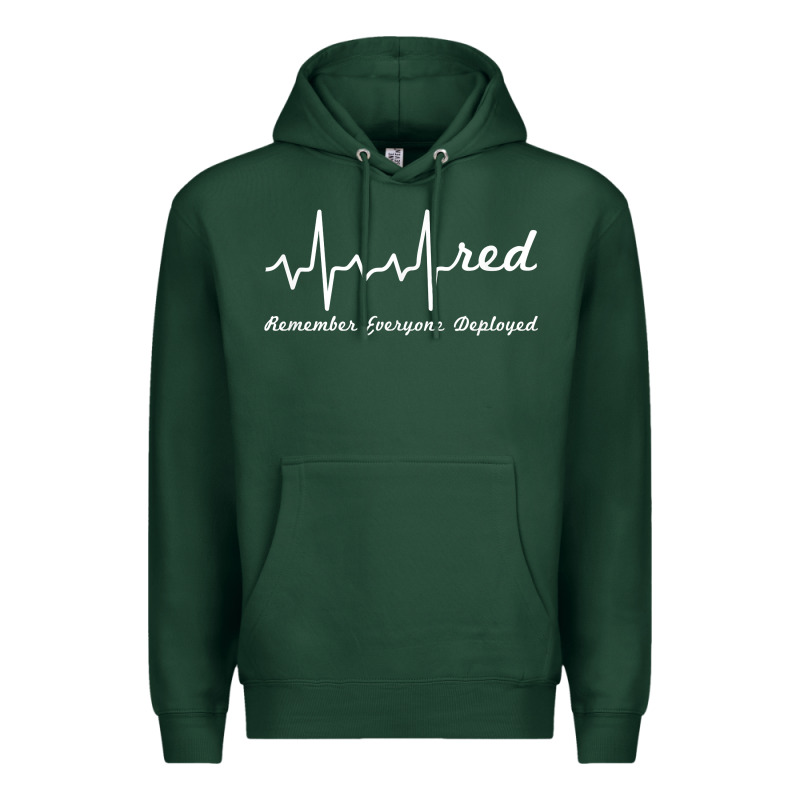 Red Friday Military Remember Everyone Deployed Heartbeat T Shirt Premium Hoodie by linhVisuals | Teevron