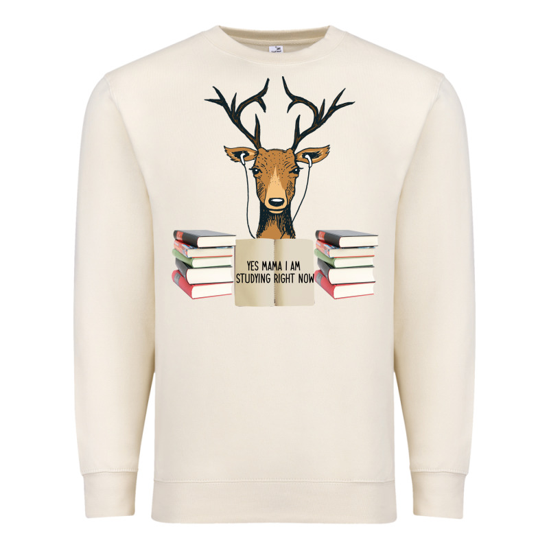 Yes Mama I Am Studying Right Now, Deer Premium Sweatshirt by Bettercallsaul | Teevron