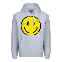 Heather Grey vintage retro happy smiley face 80's 90's aesthetic t shirt Premium Hoodie - linhVisuals